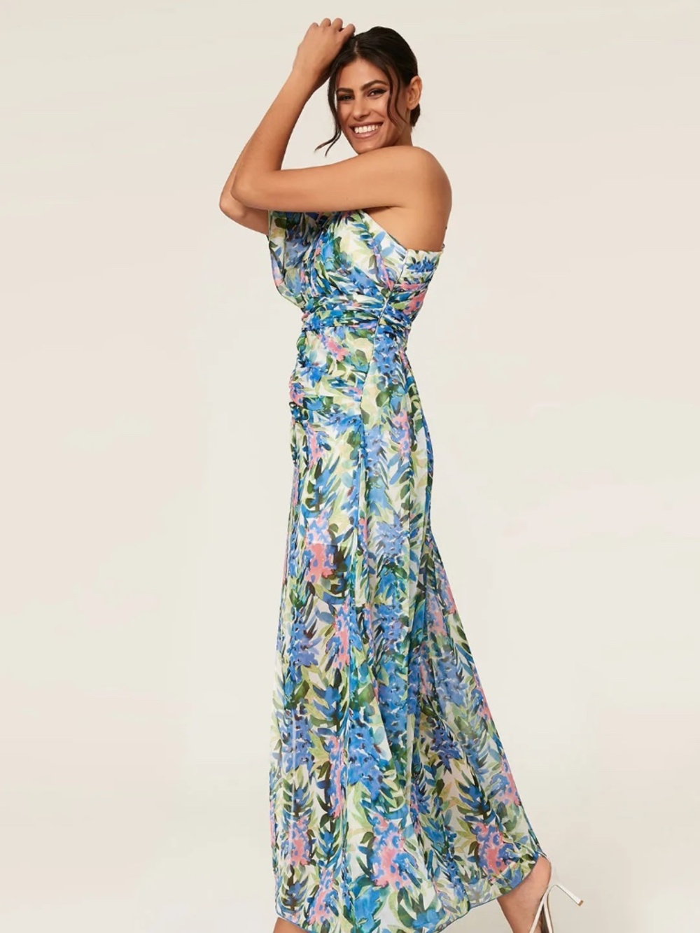 Floral One Shoulder Gown - Picture 3 of 5